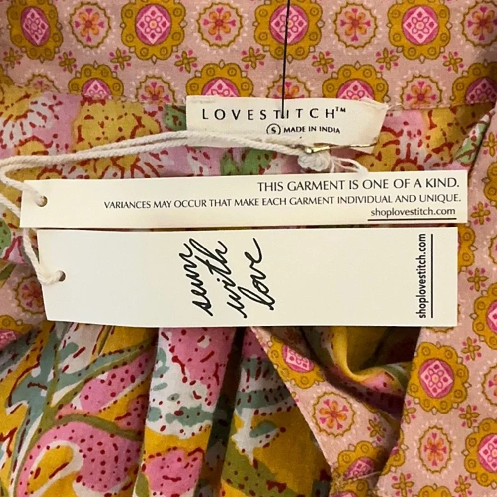 NWT LoveStitch Dress pockets 100% cotton midi floral tiered oranges golds pinks - Picture 10 of 15